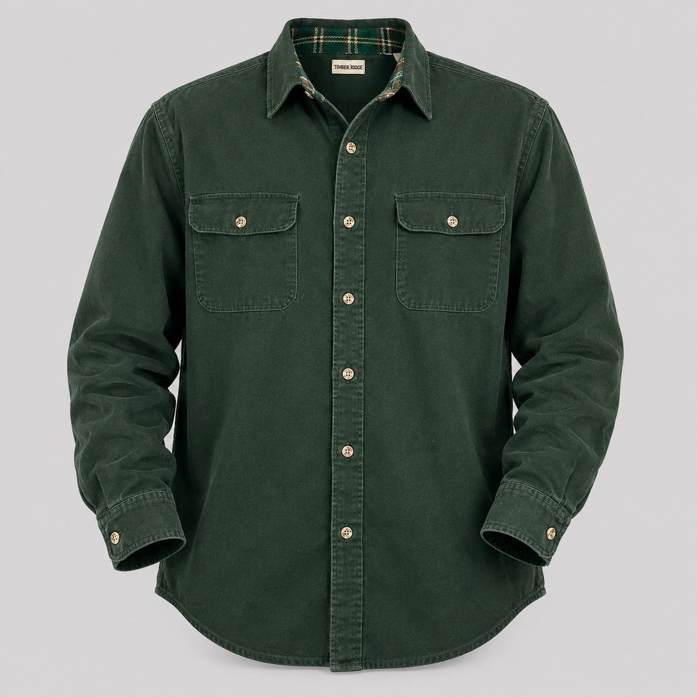 Vtg Field & Stream Heavyweight Flannel Long Sleeve Button Up Green Shirt XLT